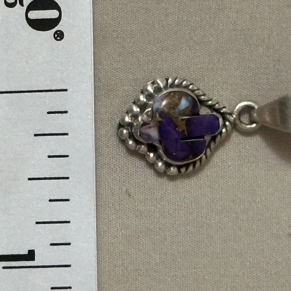 925 Sterling Silver Purple Copper Turquoise Cactus Pendant NO chain included - Picture 9 of 12